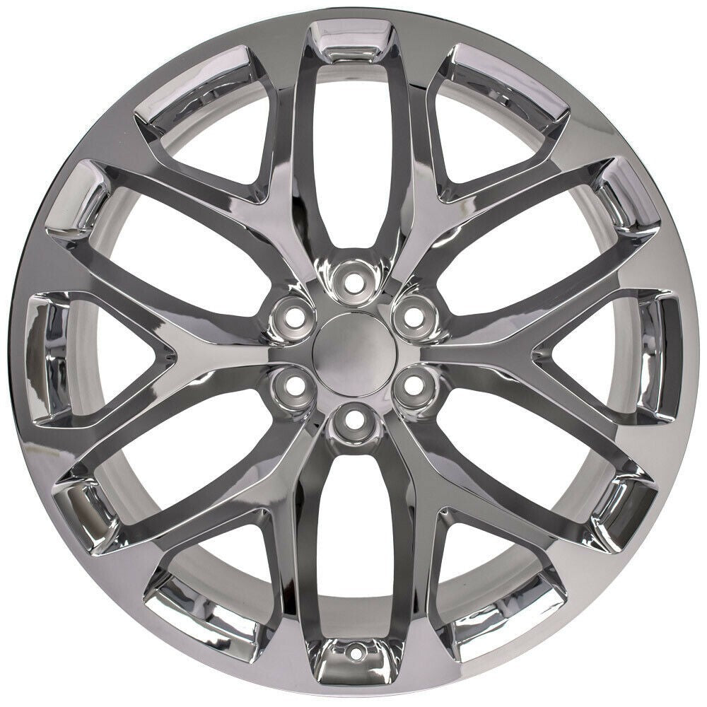 24" Chrome Snowflake Wheels for Chevy Silverado Tahoe Suburban GMC Sierra Yukon1