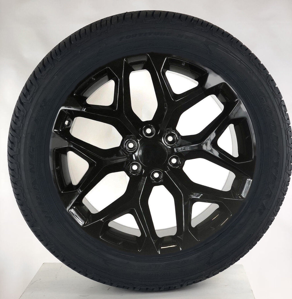 New Gloss Black Snowflake 22" Wheels Goodyear Tires For GMC Sierra Yukon Denali0
