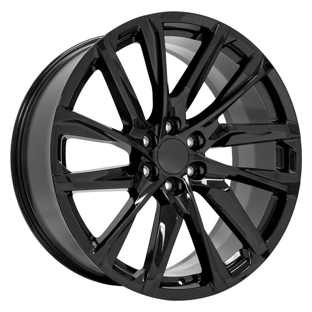 22" Gloss Black SSX 12 Spoke Wheels For Cadillac Escalade GMC Sierra Yukon1