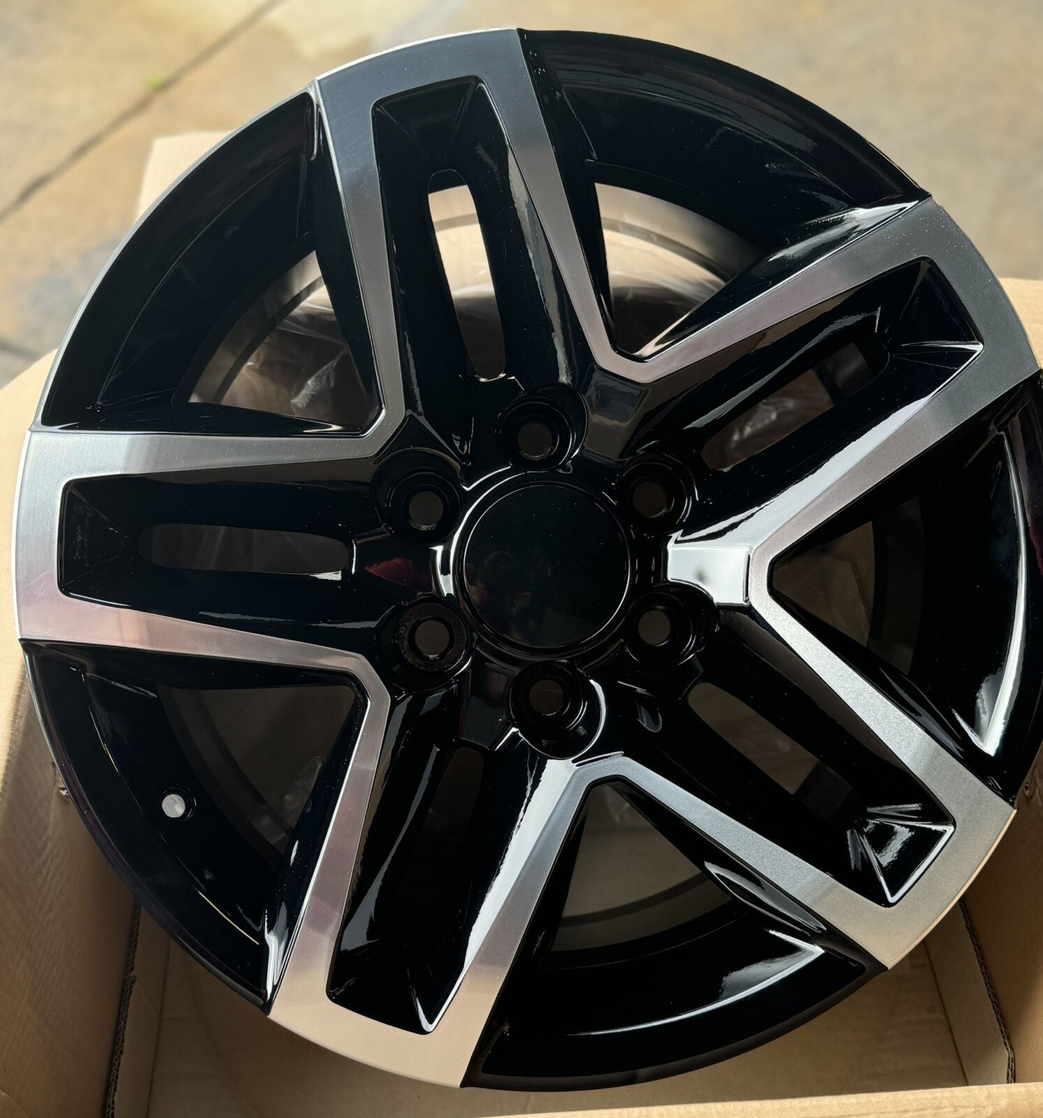 Chevy Silverado Trail Boss 18" Black & Machine Replica Wheels Blackhawk RT Tires3