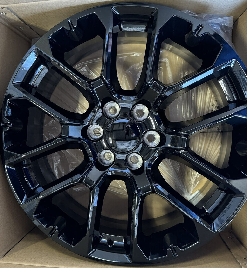 Gloss Black 22" Wheels Blackhawk R/T Tires GMC Sierra Yukon Denali New Set 43