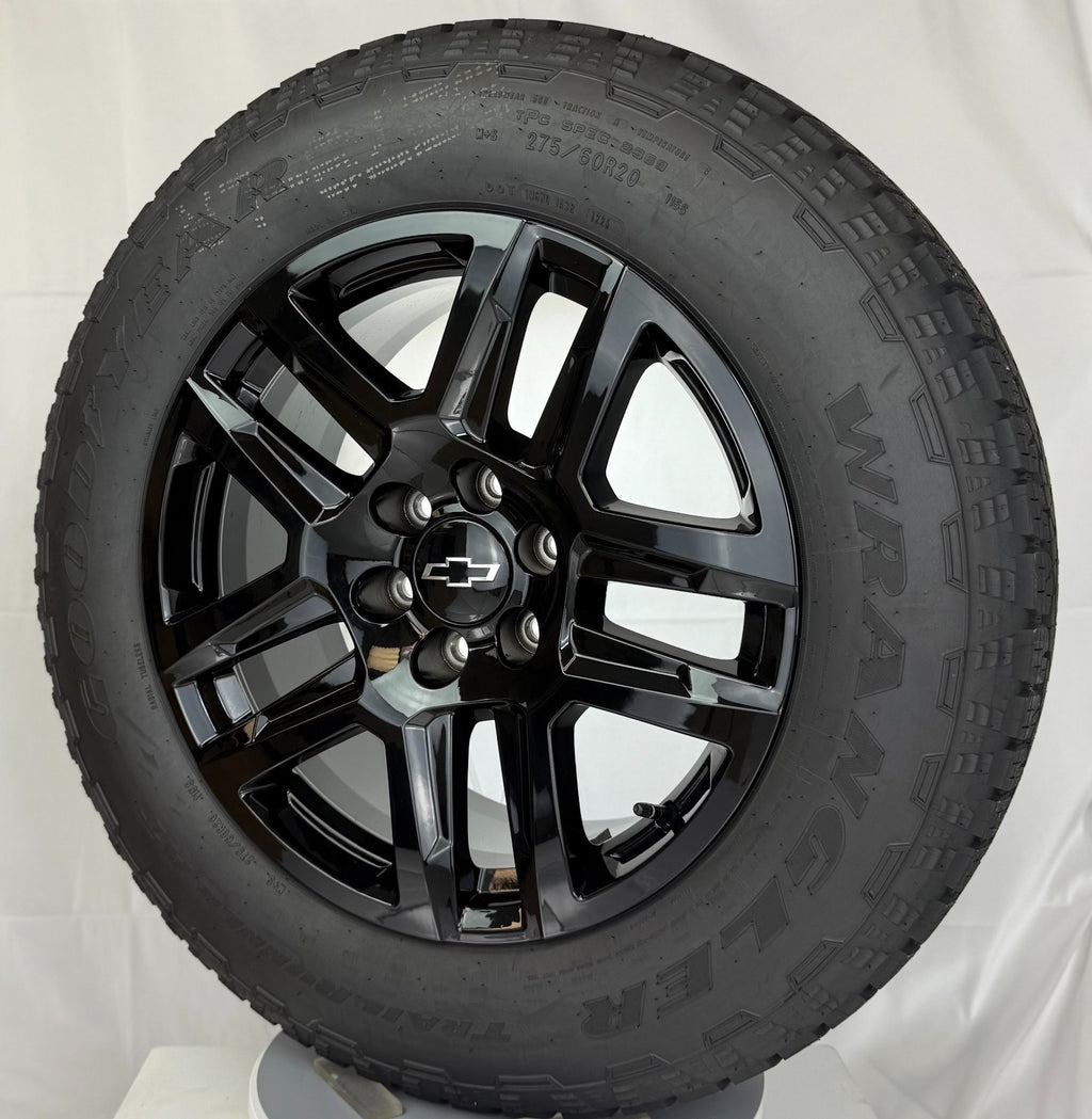 20" Chevy Silverado Black Trail Boss OEM Wheels Goodyear A/T Tire TPMS1