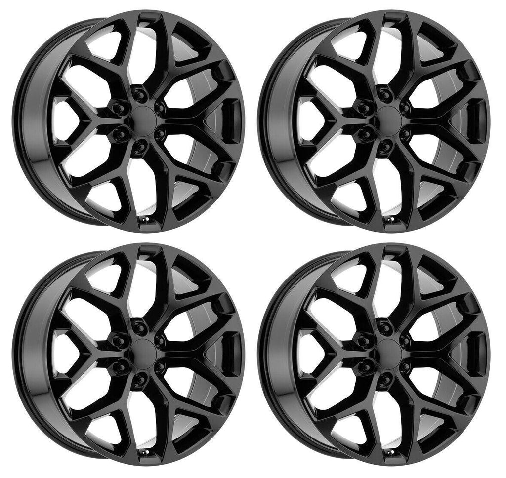 Chevy 20" Snowflake Gloss Black Wheels 275/55R20 BFGoodrich A/T Tires Silverado3