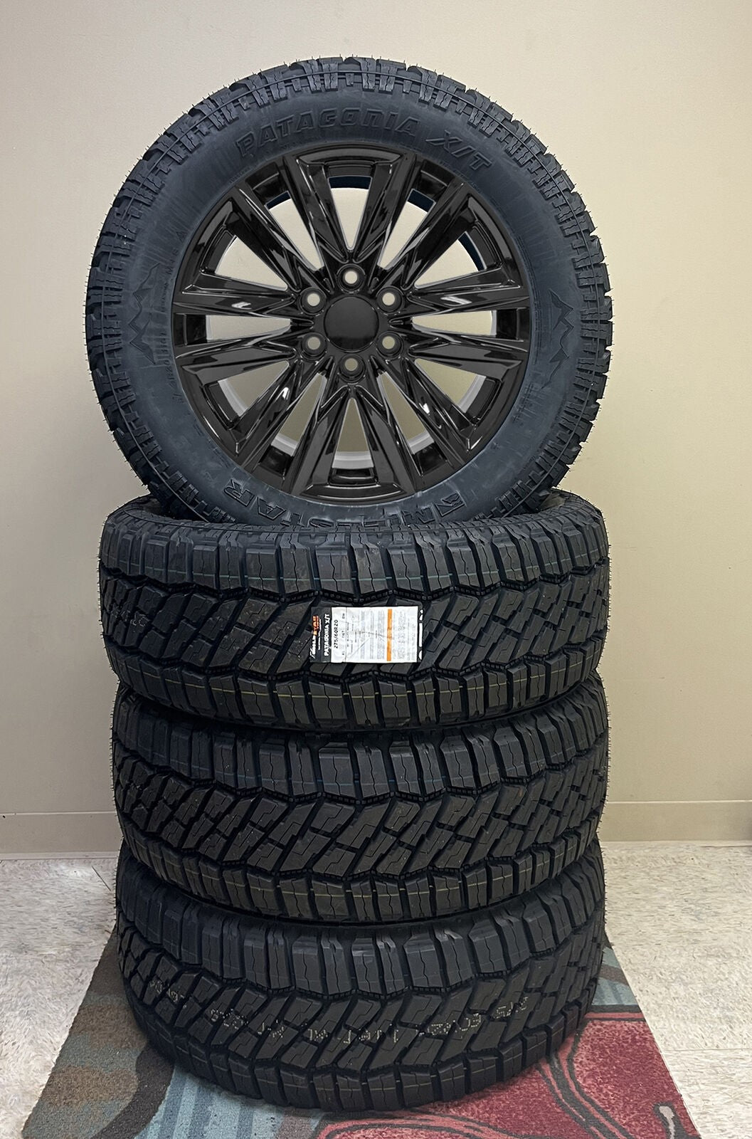 Chevy 20" Black Platinum Wheels Milestar X/T Tires For Silverado Tahoe Suburban1