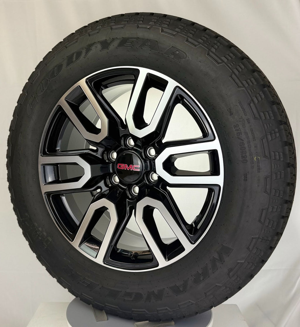 20" GMC Sierra Yukon AT4 Black And Machine OEM Wheels Goodyear AT 275/60R2 Tires5