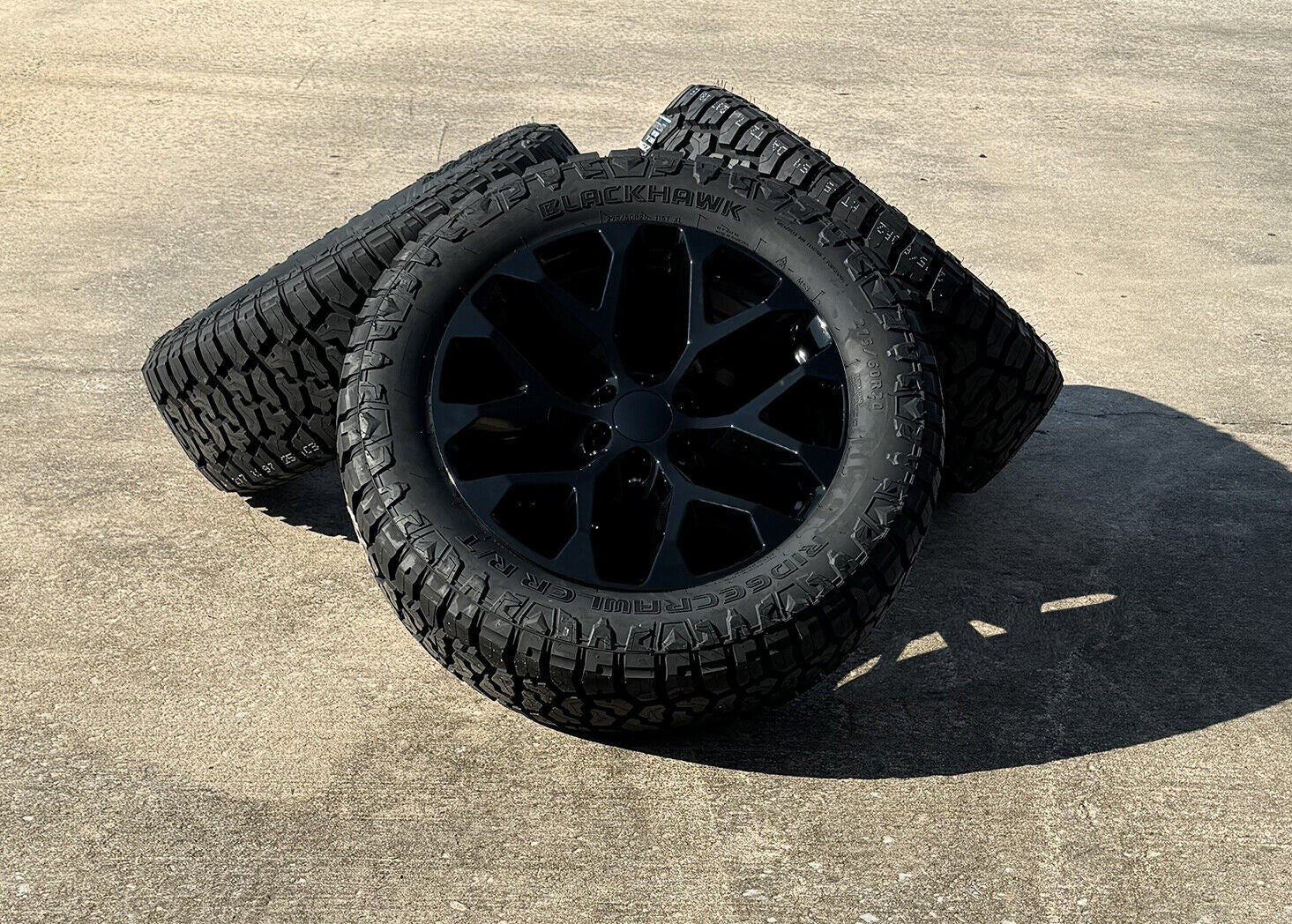 20" Black Snowflake Wheels Blackhawk R/T Tires For Chevy Silverado Tahoe Set0