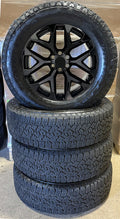 Chevy Silverado 20" Gloss Black Snowflake NEW Wheels Goodyear AT Takeoff Tires0