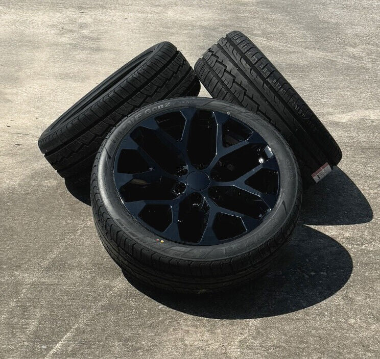 New Black Snowflake 22" Wheels Ironman H/T Tires For GMC Sierra Yukon Denali0