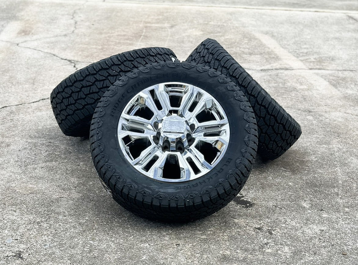 2011-2026 Chevy Silverado 2500 Chrome 20" 8-180 Wheels 265/60R20 A/T Tires0