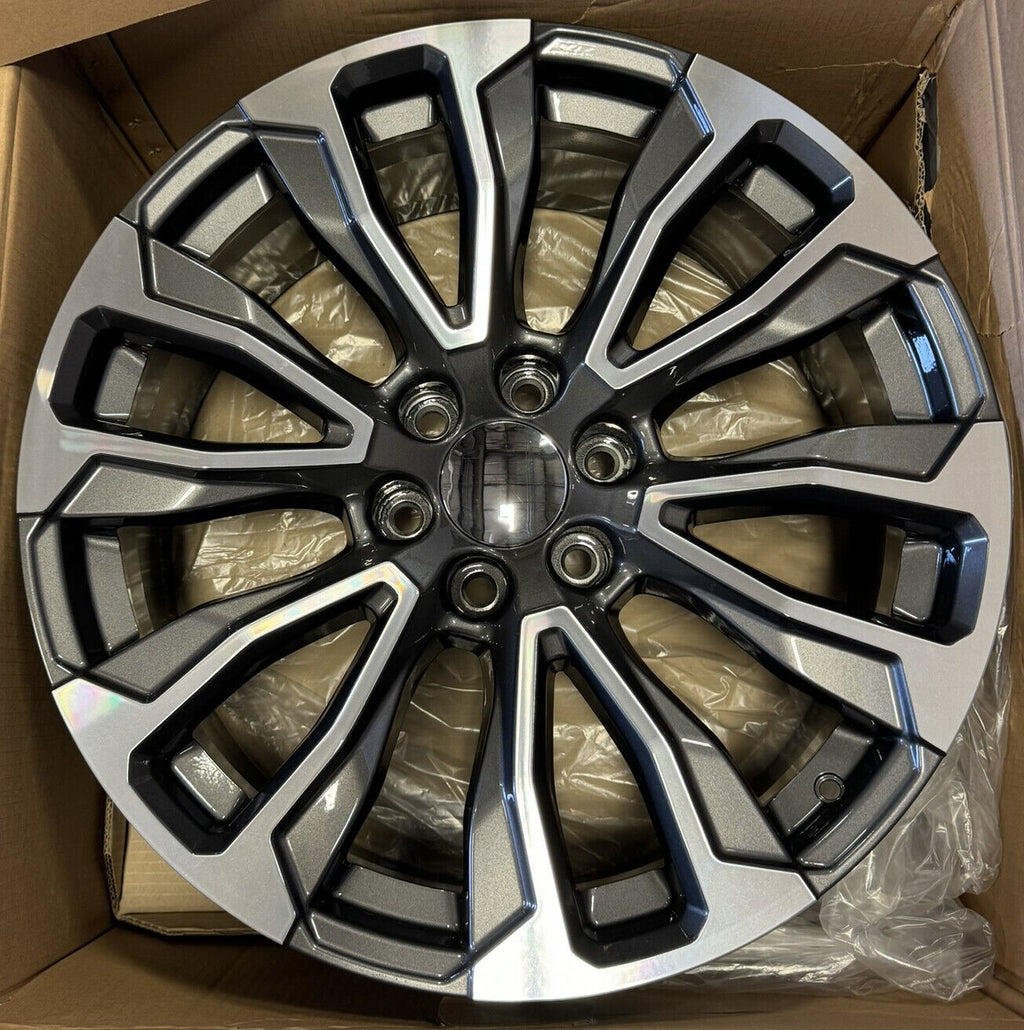 Gunmetal & Machine 22" Wheels Blackhawk R/T Tires GMC Sierra Yukon Denali Set 44