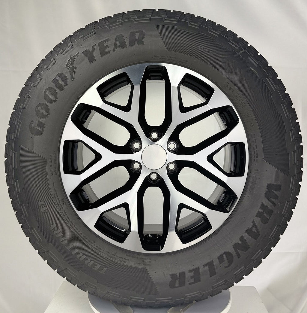 20" Machine Black Snowflake Wheels Goodyear AT Tire GMC Sierra Yukon Denali2