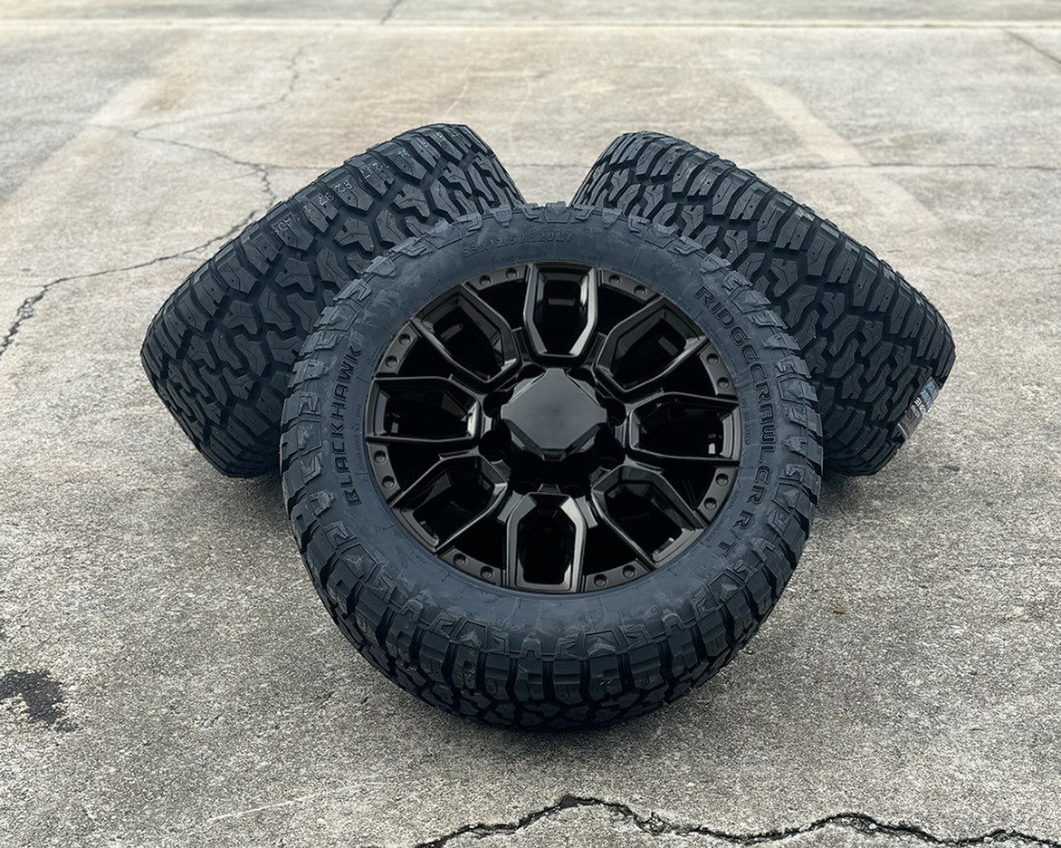 2011-2026 Chevy Silverado 2500 Black 20" 8 Lug 8-180 Wheels 33X12.50R20 RT Tires0