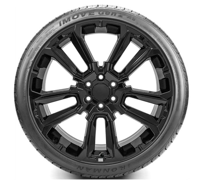 22" Gloss Black RST Style Wheels All Season Tires Chevy Tahoe Silverado Suburban0