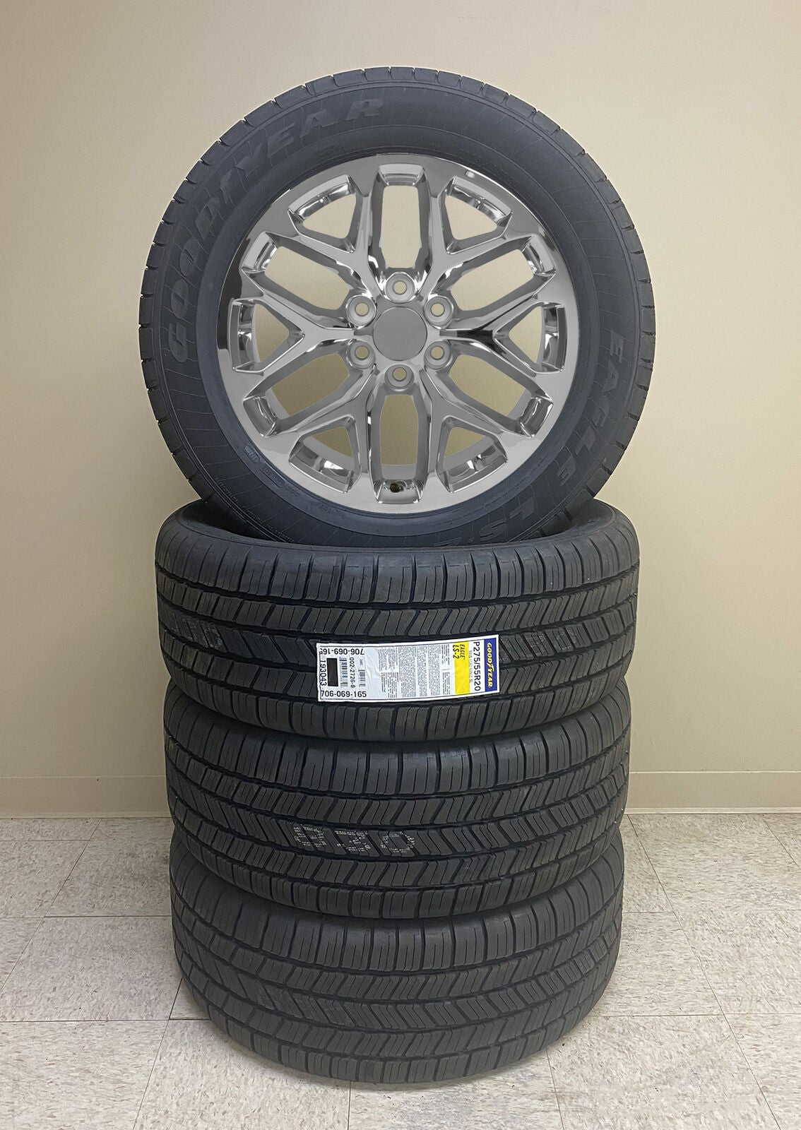 20" Snowflake Chrome Wheels & Goodyear Tires For GMC Sierra Yukon TPMS Lug Nuts1