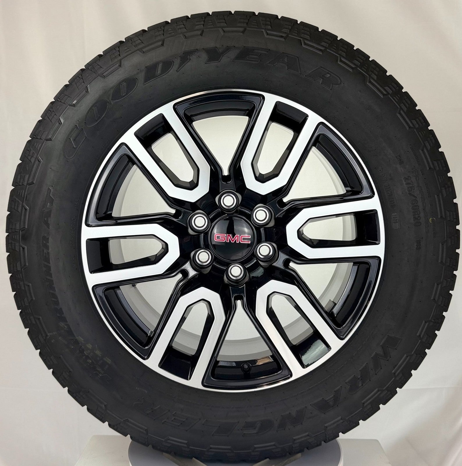 20" GMC Sierra Yukon AT4 Black And Machine OEM Wheels Goodyear AT 275/60R2 Tires0