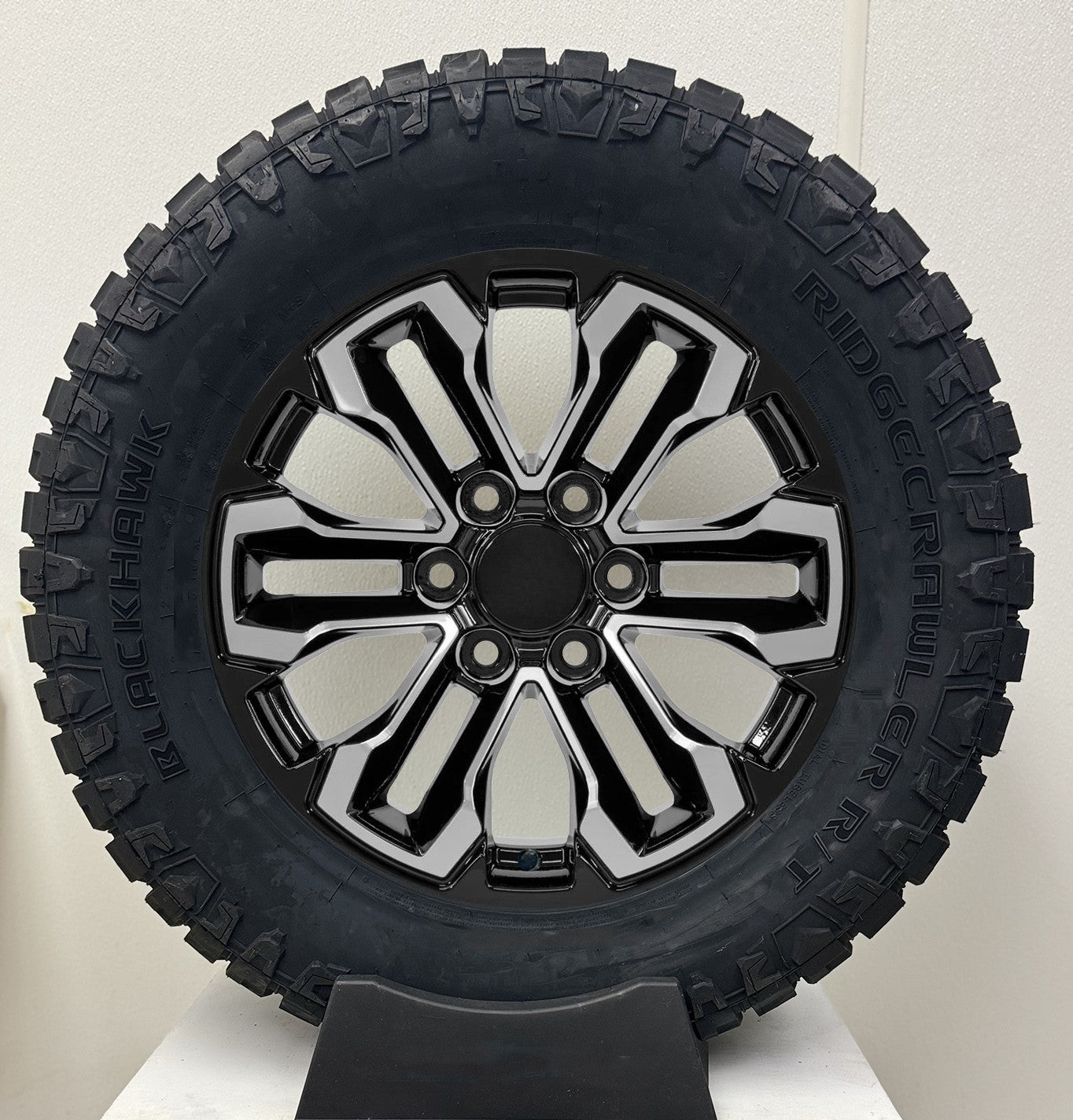 Chevy Silverado Tahoe 20" Black & Machine Wheels Blackhawk Rugged Terrain Tires0