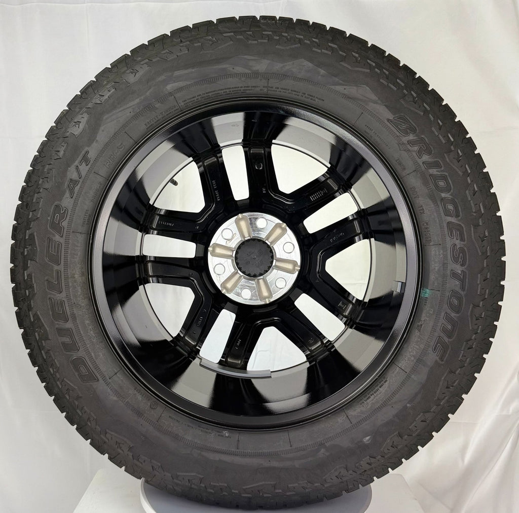 20" GMC Sierra Yukon Gloss Black OEM Wheels Bridgestone AT Tire TPMS LUG NUT5