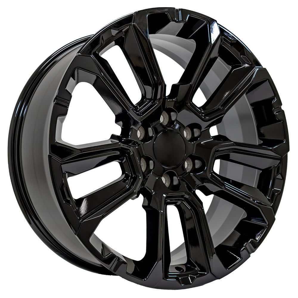 Gloss Black 22" Wheels Blackhawk R/T Tires For GMC Sierra Yukon New Set 44