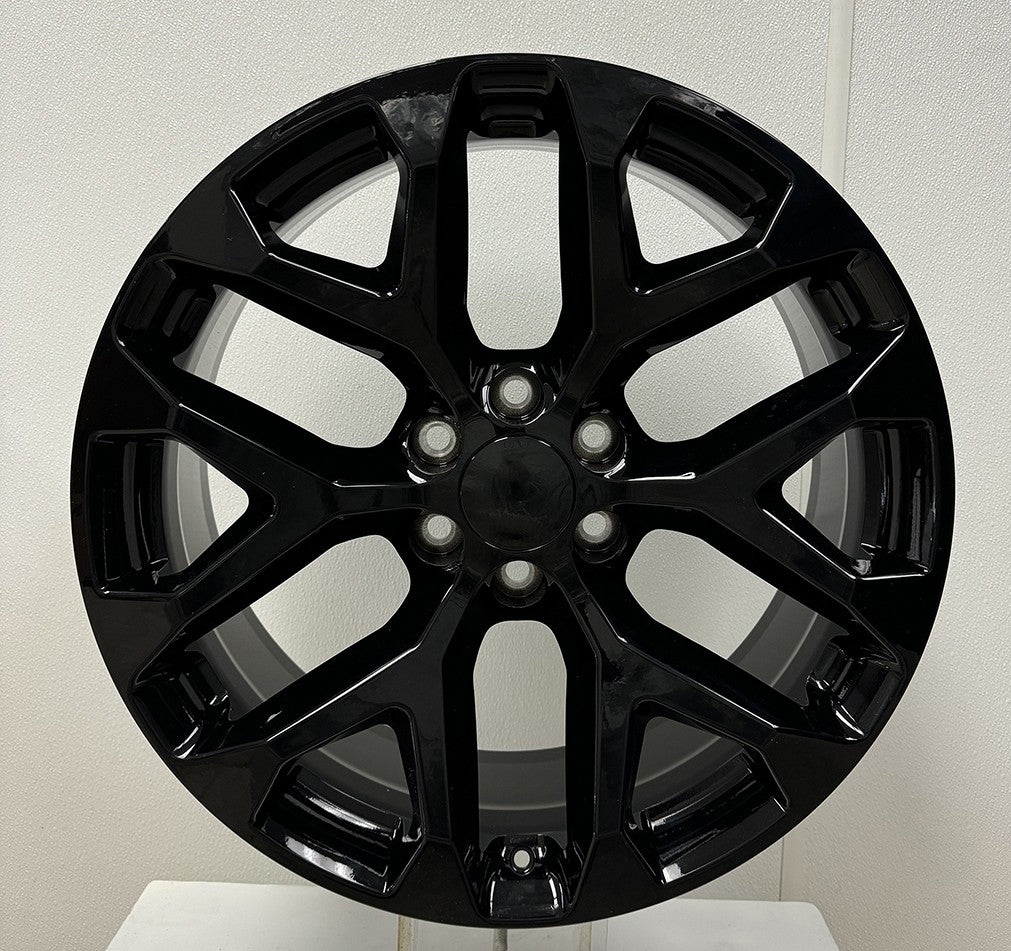 24" Gloss Black Snowflake Wheels Set of 4 Silverado Tahoe Suburban Sierra Yukon1