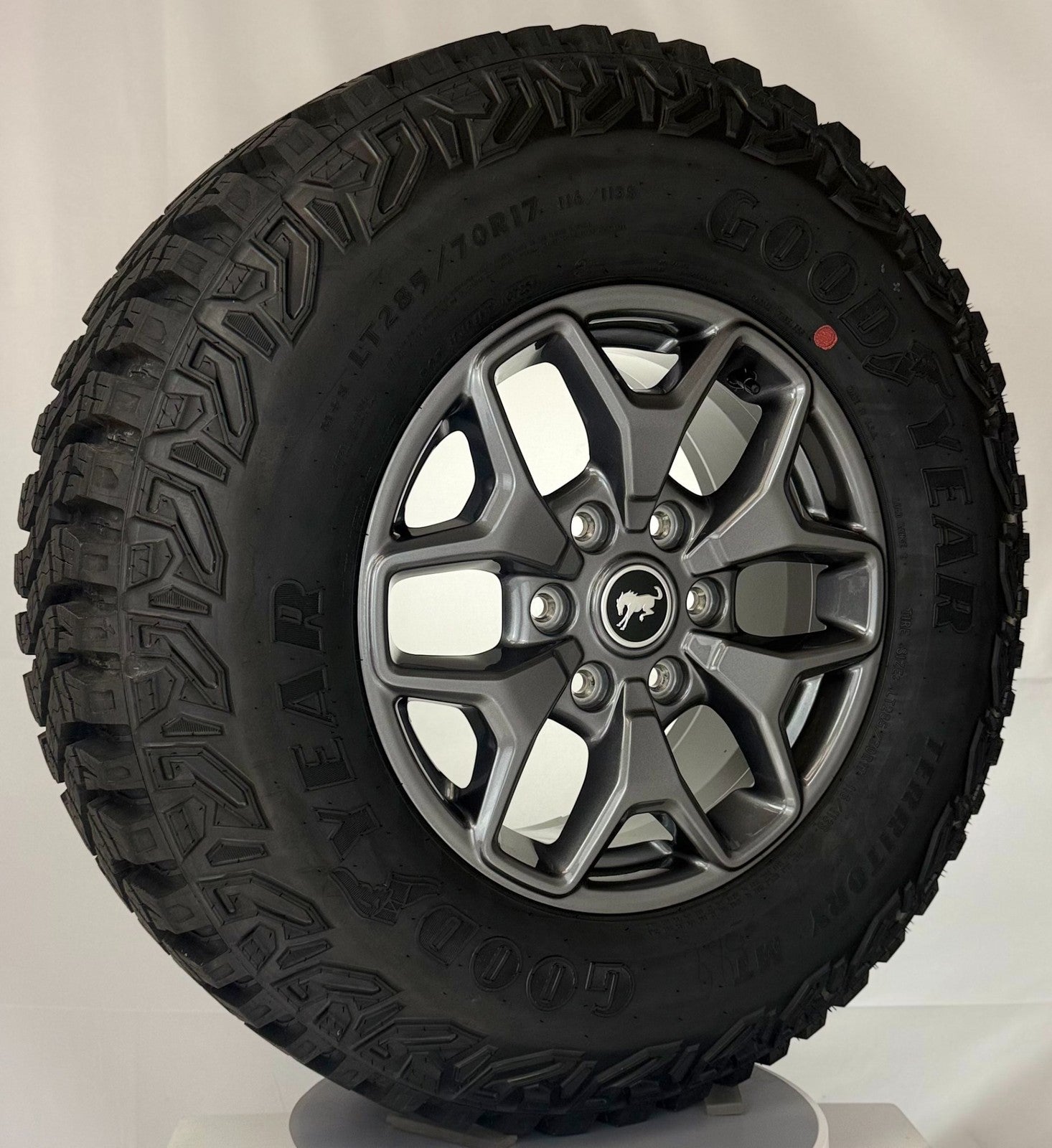 Ford Bronco OEM 17" New Takeoff 2022-2026 Grey Machine Wheels Goodyear M/T Set 57