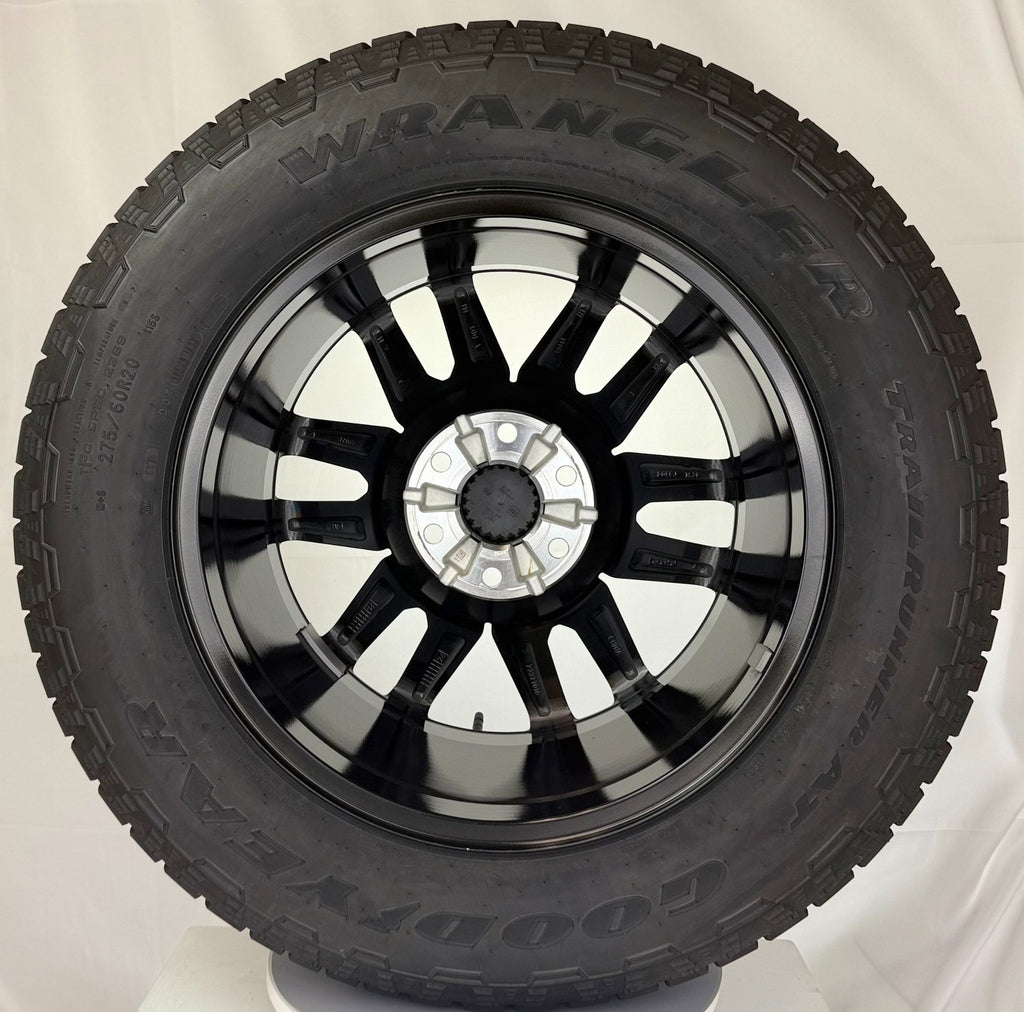 20" Chevy Silverado Tahoe Black And Machine OEM Wheels Goodyear AT Tires TPMS5