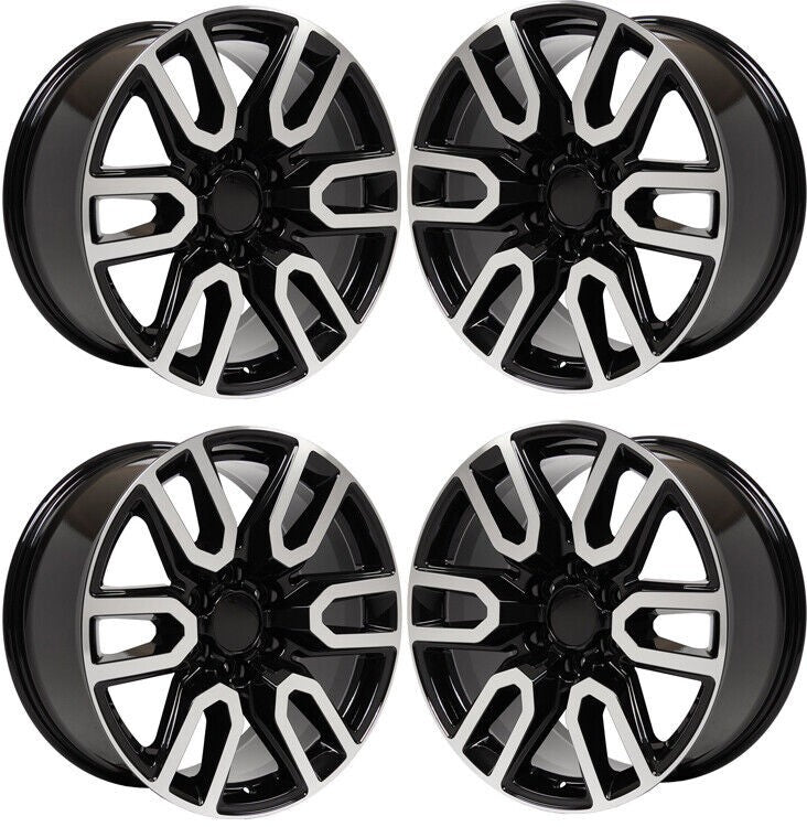 20" Wheels for 2000-2026 GMC Sierra Yukon Denali Gloss Black & Machine AT4 Style2