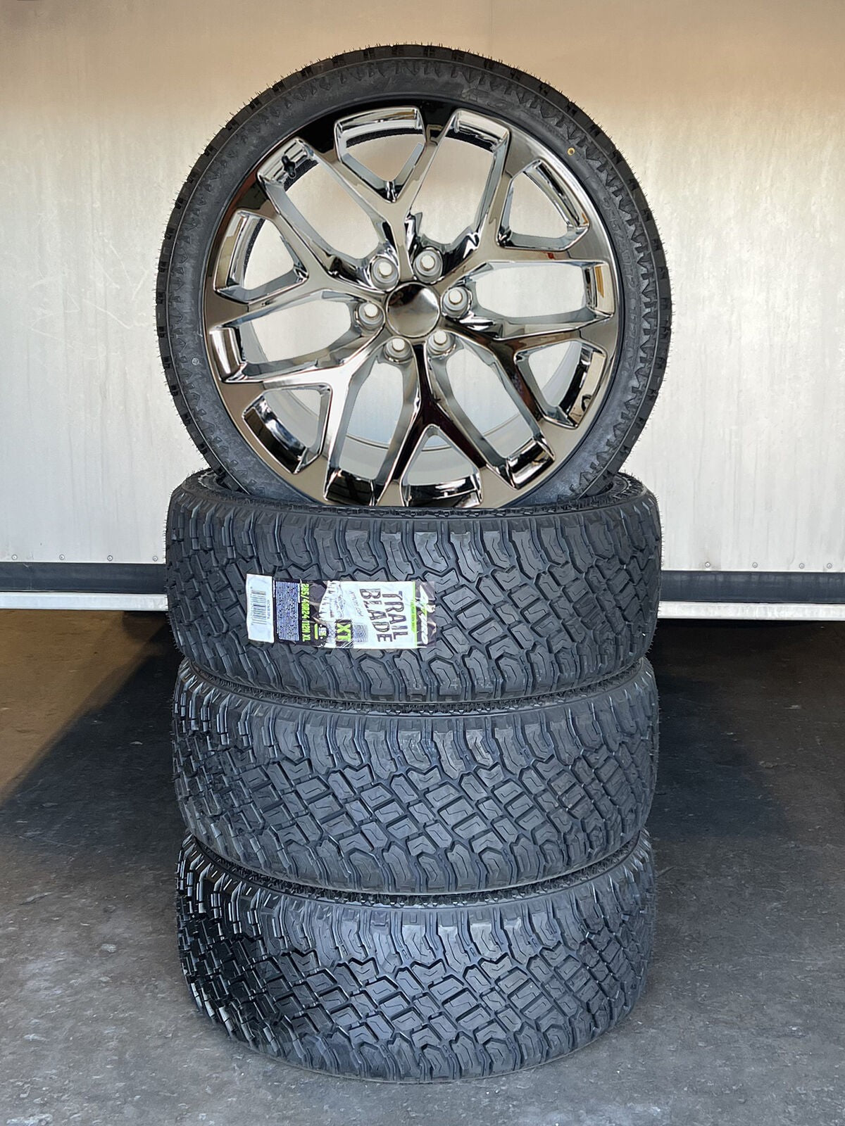 24" Chrome Snowflake Wheels X/T Tires Chevy Silverado Tahoe GMC Sierra Yukon0