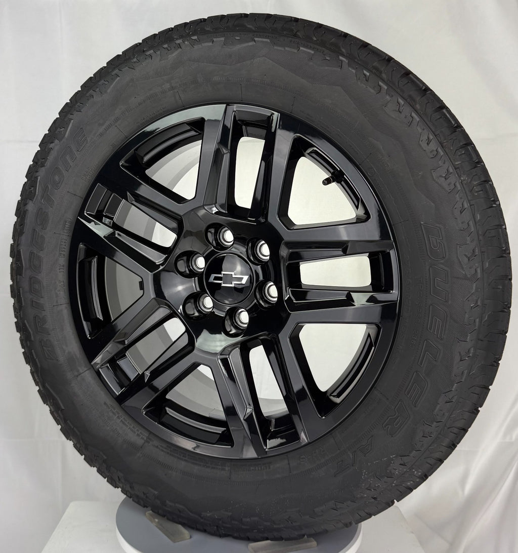 20" Chevy Silverado Black Trail Boss OEM Wheels Bridgestone AT Tire TPMS7