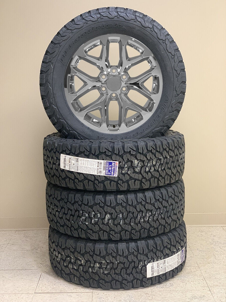 GMC 20" Snowflake Chrome Wheels BFG AT KO2 275/60R20 Tires 2000-26 Sierra Yukon5
