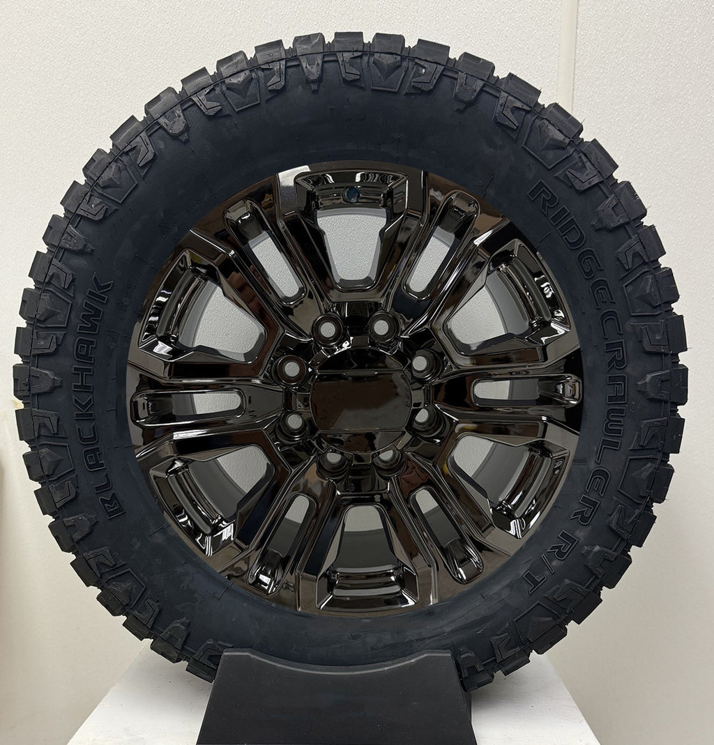 2011-2025 GMC Sierra 2500 Black Chrome 20" 8-180 Wheels 275/65R20 R/T Tires0