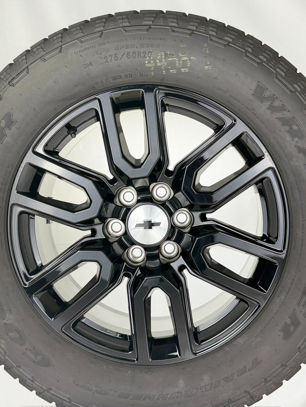 20" Chevy Silverado Tahoe Suburban Black OEM Wheels Goodyear AT Tires TPMS LUGS4