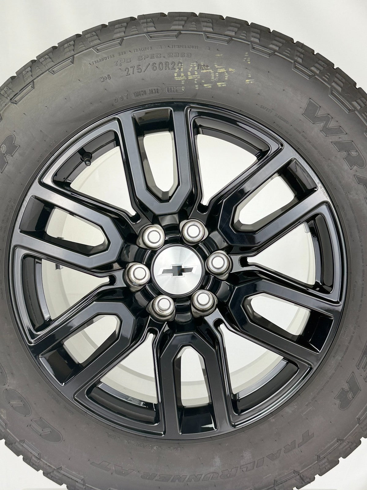 20" Chevy Silverado Tahoe Suburban Black OEM Wheels Goodyear AT Tires TPMS LUGS4