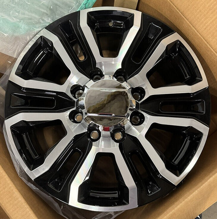 2011-2026 Chevy Silverado 2500 3500 Black And Machine Aluminum 20" 8 Lug Wheels3