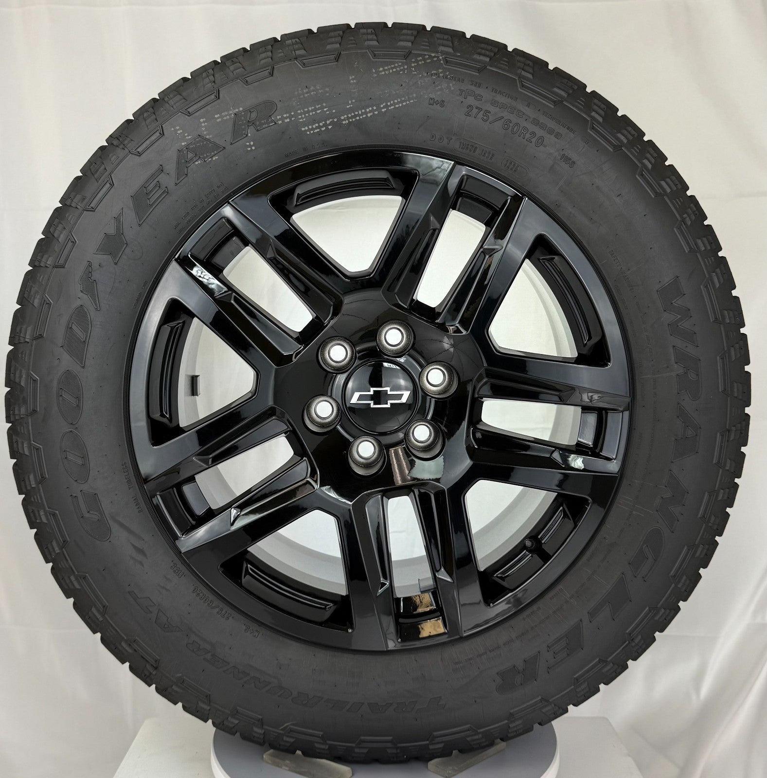 20" Chevy Silverado Black Trail Boss OEM Wheels Goodyear A/T Tire Lug Nuts0