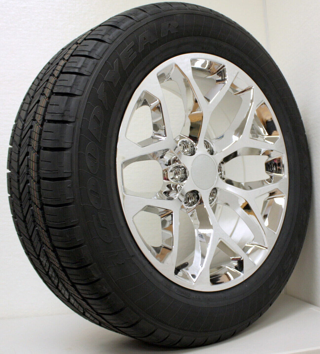 20" Snowflake Chrome Wheels & Goodyear Tires For 2000-26 GMC Sierra Yukon Denali3