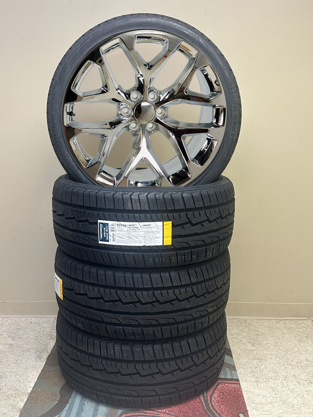 Chrome Snowflake 24" Wheels Tires TPMS Chevy Silverado Tahoe GMC Sierra Yukon1