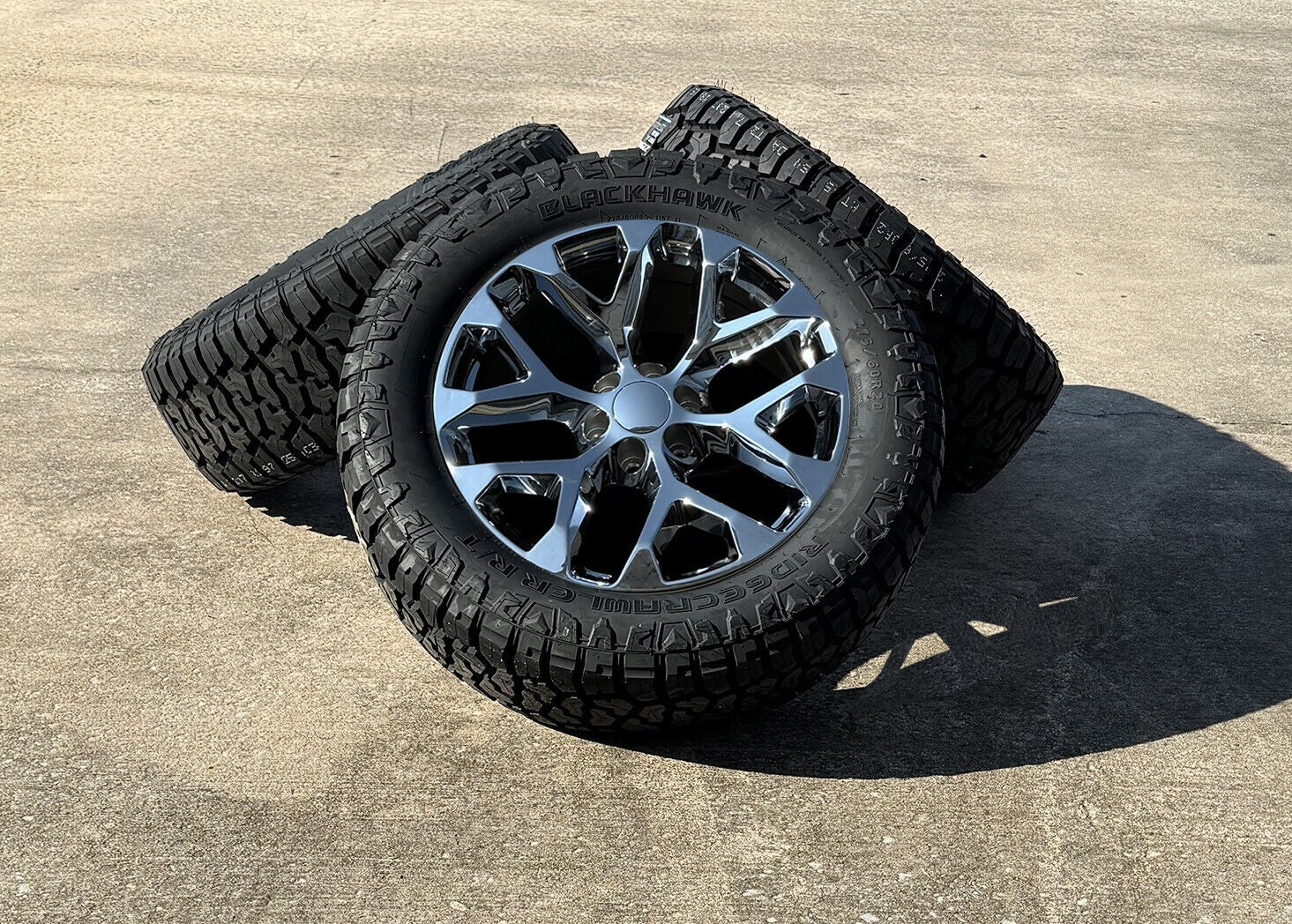 20" Chrome Snowflake Wheels Blackhawk R/T Tires For Chevy Silverado Tahoe Set 40