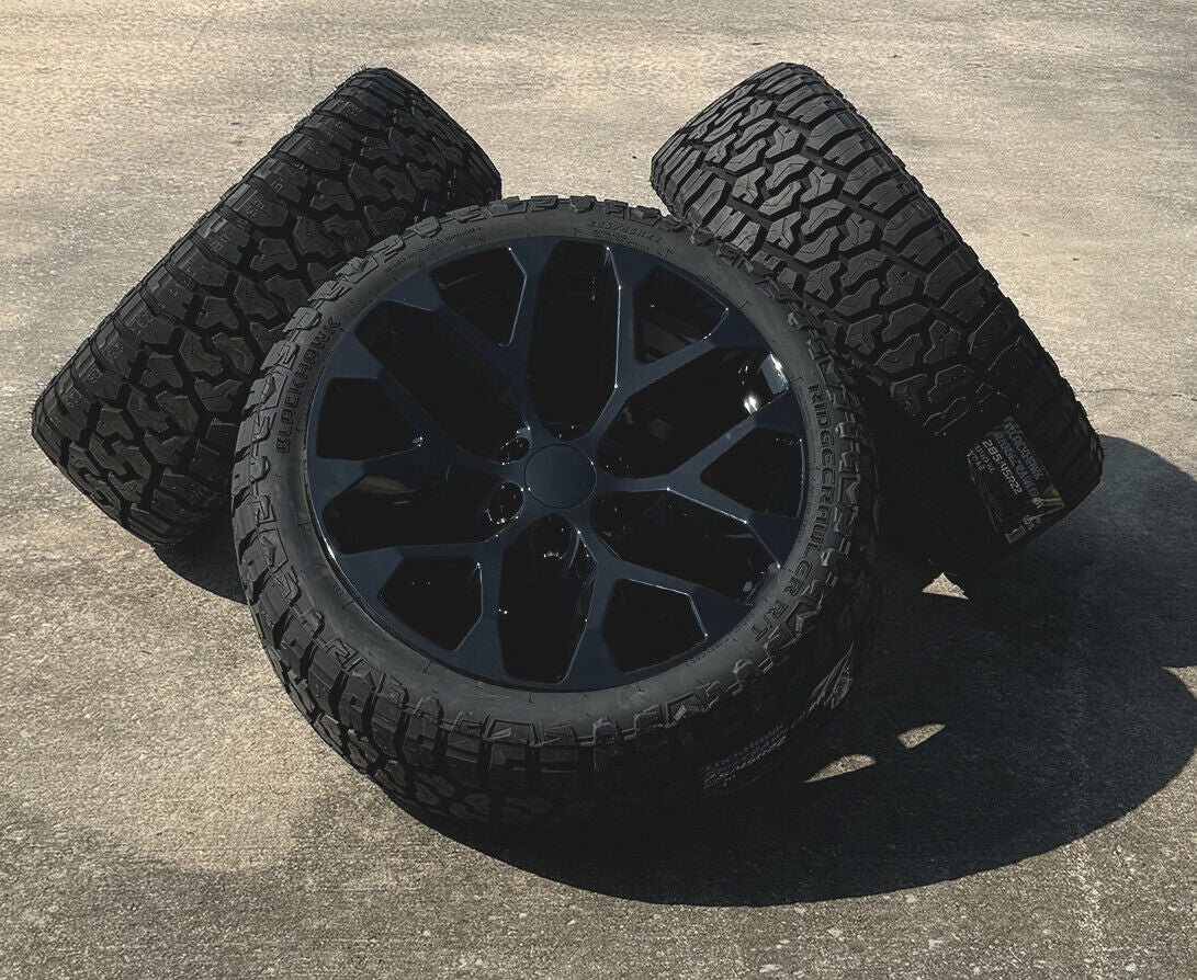 Black Snowflake 22" Wheels Blackhawk R/T Tires Chevy Tahoe Silverado Suburban0