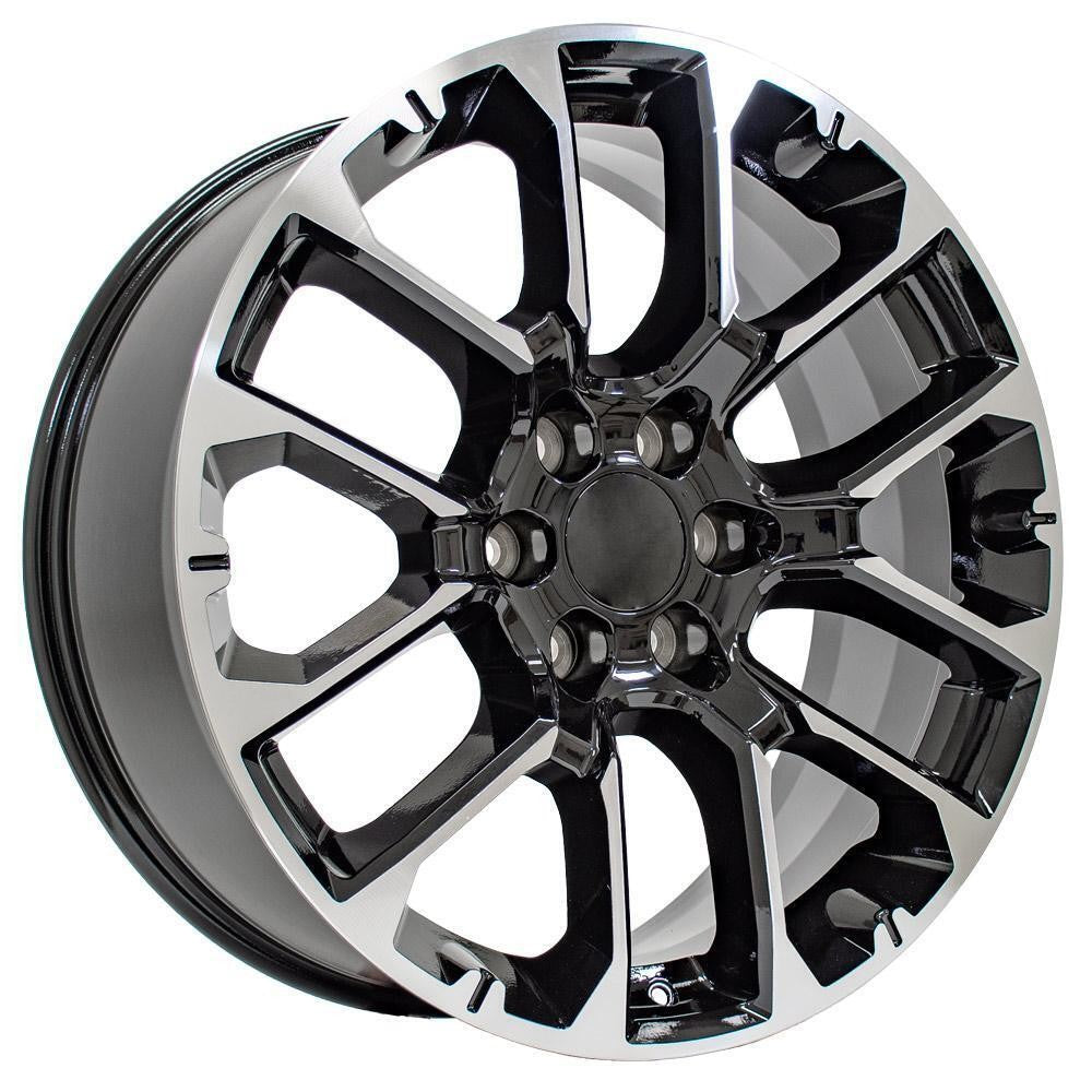 22" Black And Machine Wheels 2000-2026 Chevy Silverado Suburban Tahoe Avalanche0