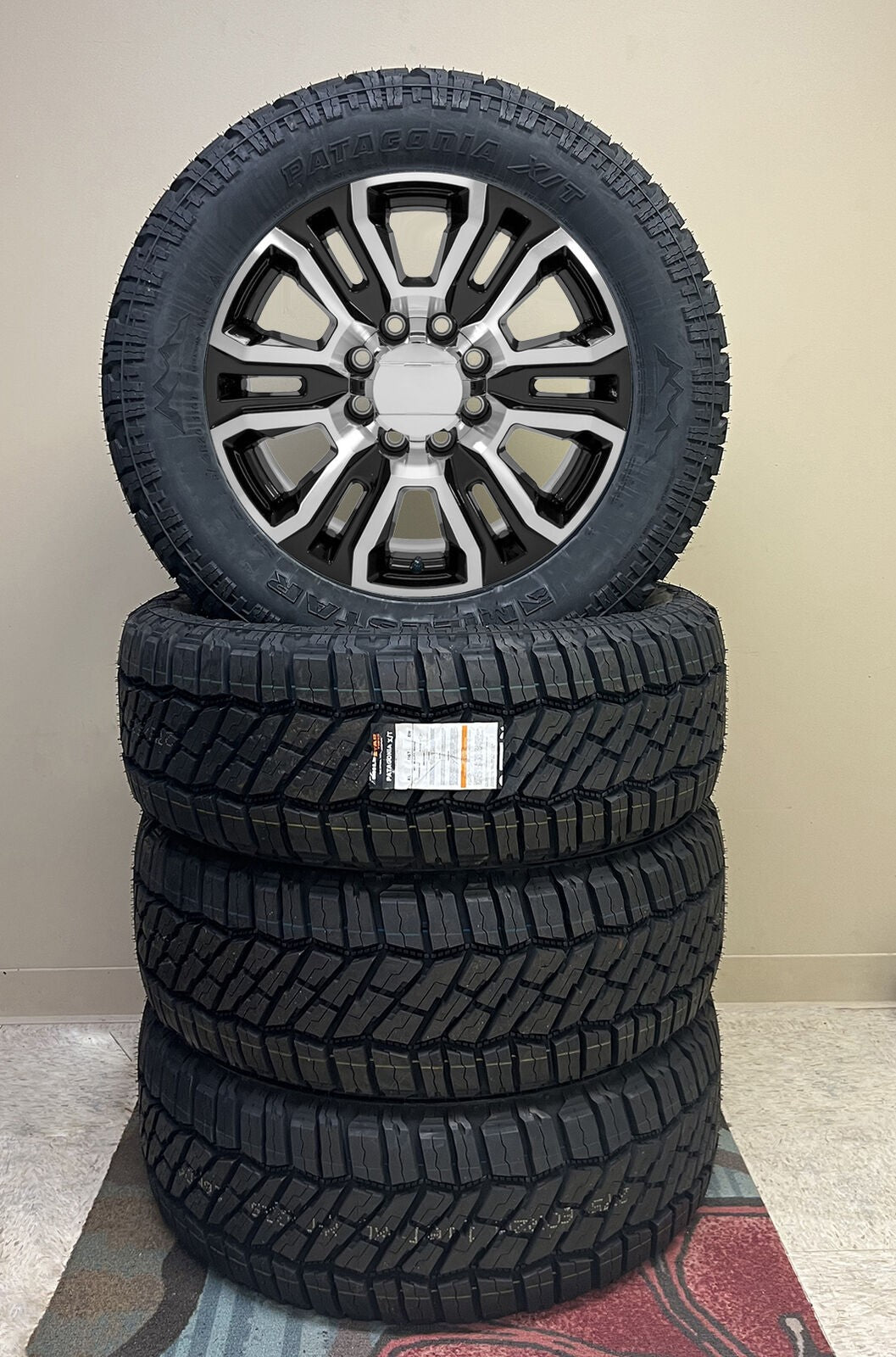 2011-2026 GMC Sierra 2500 3500 Black & Machine CV70 20" 8 Lug Wheels Milestar XT0