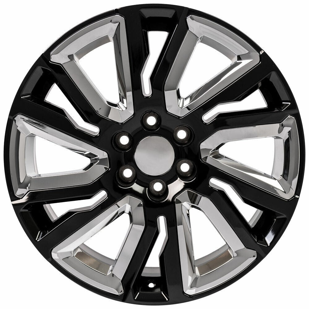 Chevy 22" Black & Chrome Replica Wheels Bridgestone Tire 2000-26 Silverado Tahoe1