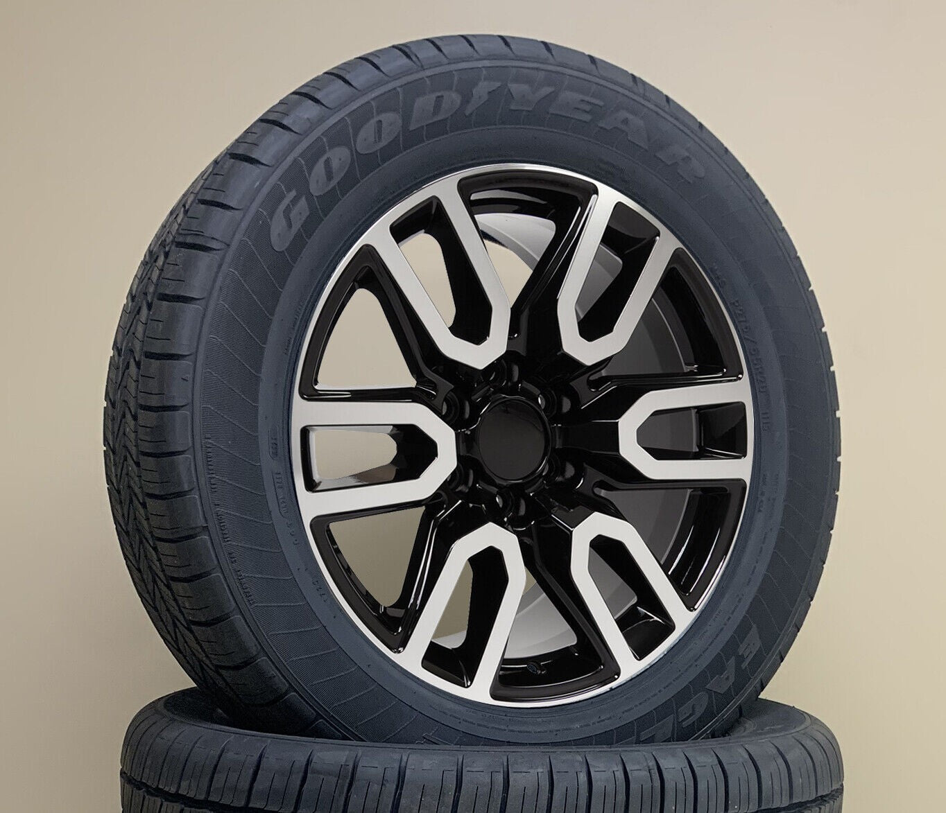 20" Machine & Black Wheels Goodyear Tires 2000-2026 GMC Sierra AT4 Yukon Denali1