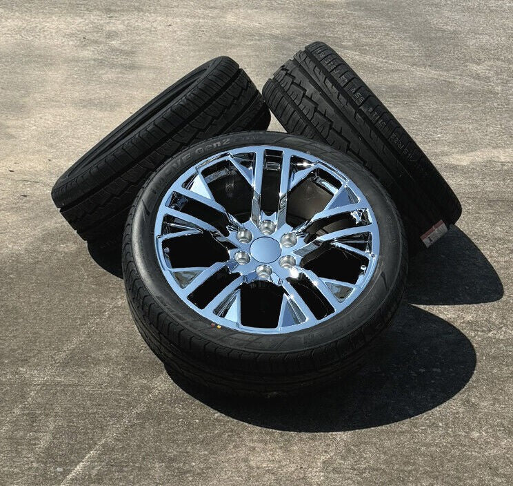Chrome Next Gen 22" Wheels Ironman H/T Tires GMC Sierra Yukon Denali New Set 40