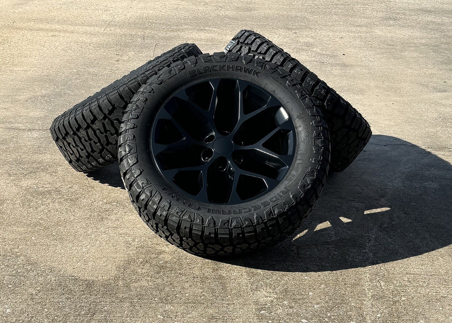 20" Matte Black Snowflake Wheels Blackhawk R/T Tires For Chevy Silverado Tahoe0