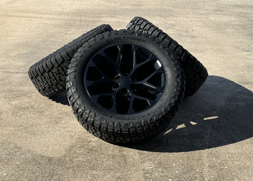 20" Matte Black Snowflake Wheels Blackhawk R/T Tires For Chevy Silverado Tahoe0