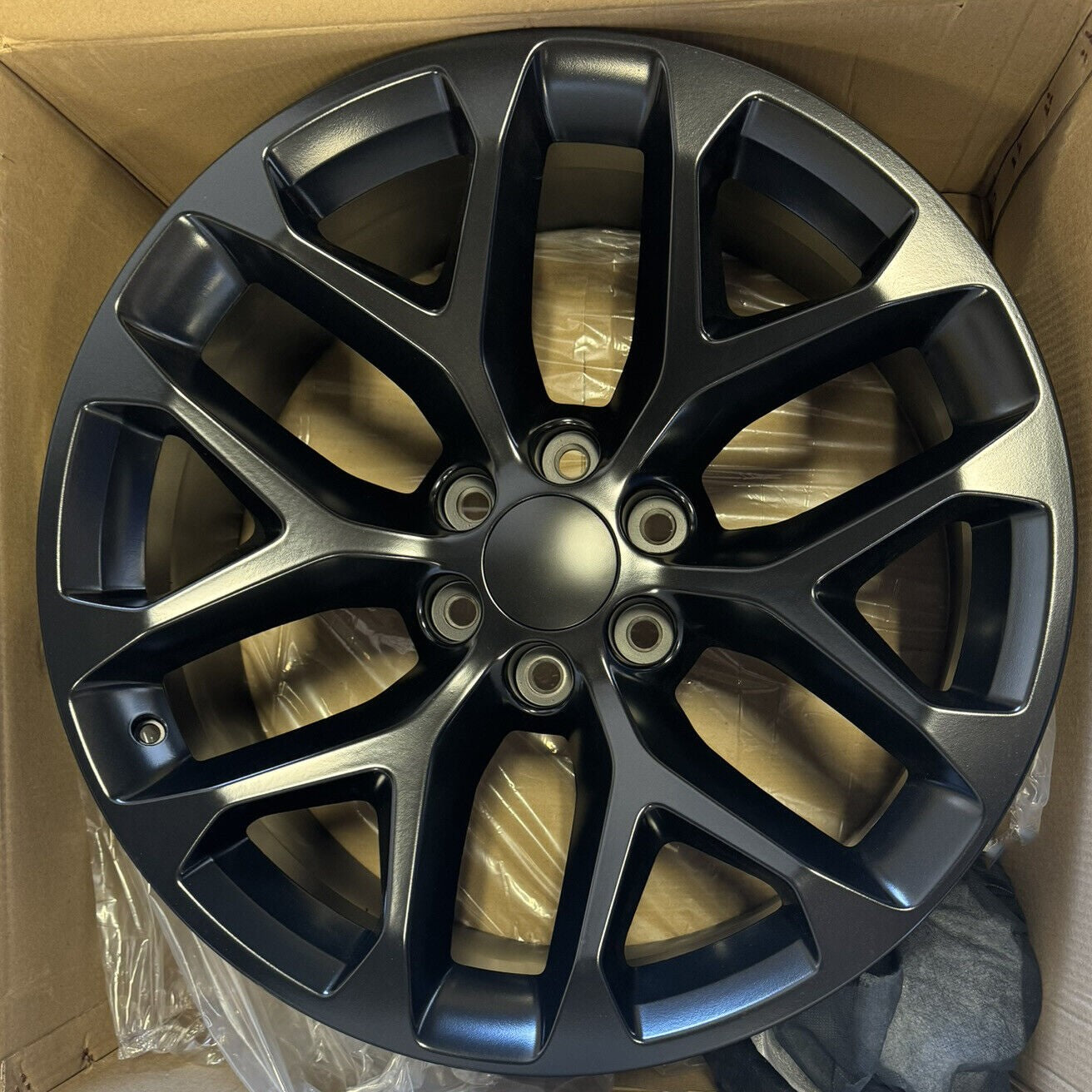 20" Matte Black Snowflake Wheels Highway Tires For GMC Sierra Yukon Denali SET2