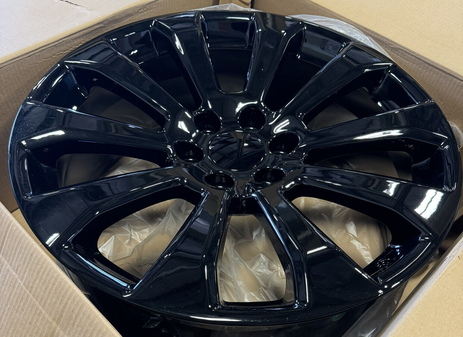 Gloss Black Ten Spoke 22" Wheels Blackhawk R/T Tires GMC Sierra Yukon Set 46