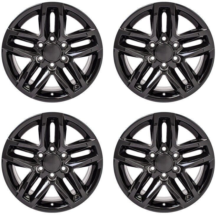 Gloss Black 20" Five Split Spoke Style Wheels 2000-2026 GMC Sierra Yukon Set 43