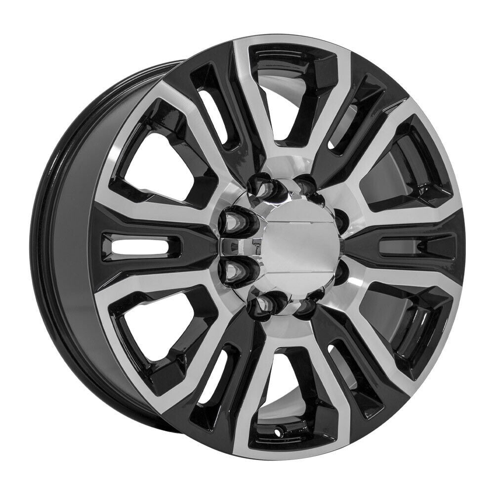 2011-2026 GMC Sierra 2500 3500 Black And Machine Aluminum 20" 8 Lug Wheels2