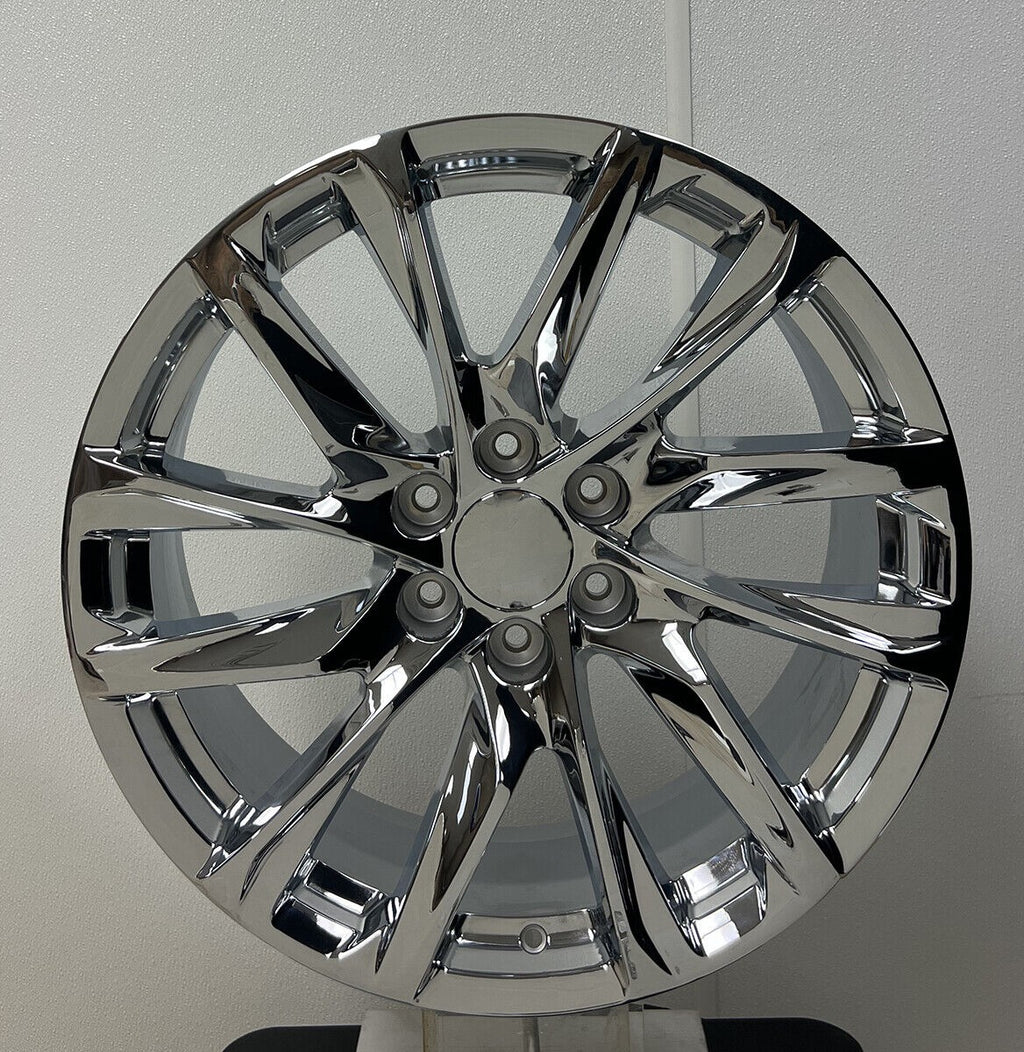 22" Chrome Angled 12 Spoke Wheels For Cadillac Escalade GMC Yukon Sierra0